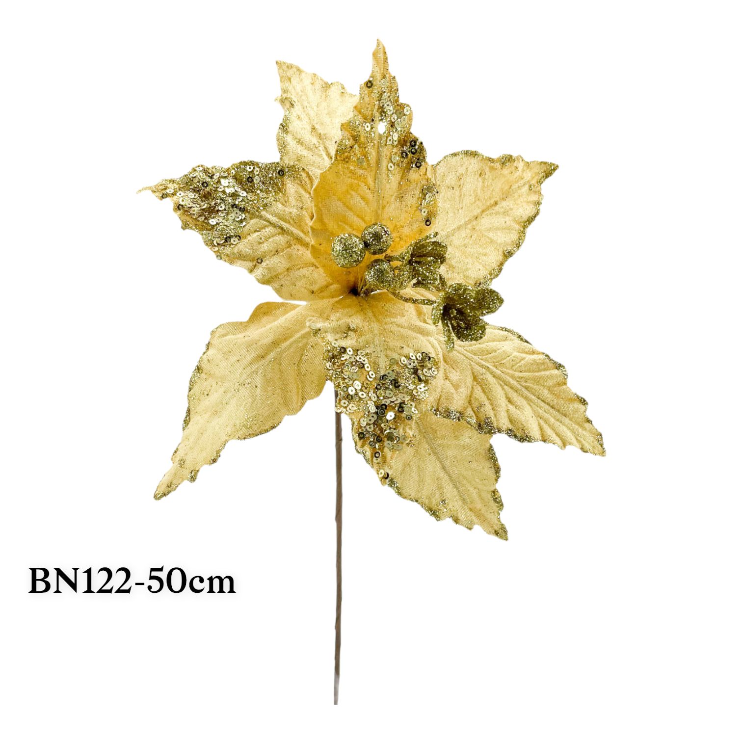 Flor natalina dourado bordas em brilho 50cm - Casa Prisma